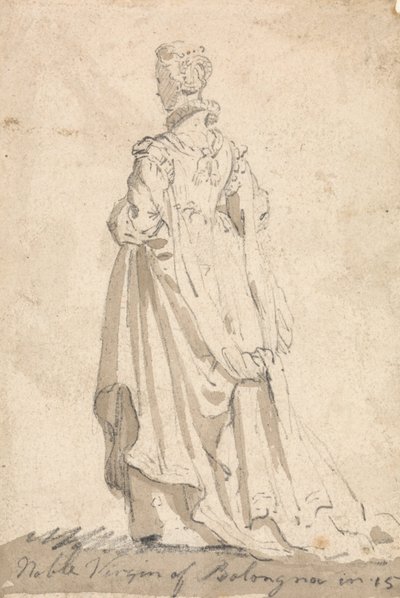 Figurenkostümstudie - Edle Jungfrau von Bologna von Thomas Girtin